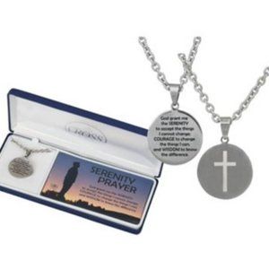 Serenity Prayer, Cut Out Cross, Men's Necklace